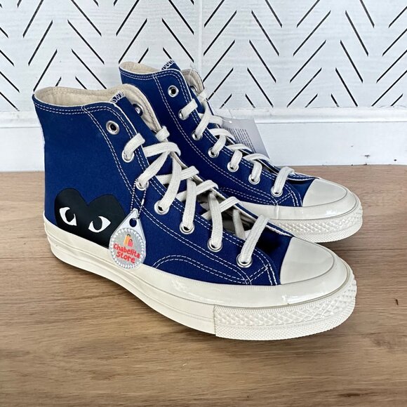 ✨Converse Chuck 70 Hi Comme Des Garçons Play X Sz 8 Women's Shoes Blue A08794C - Picture 3 of 10
